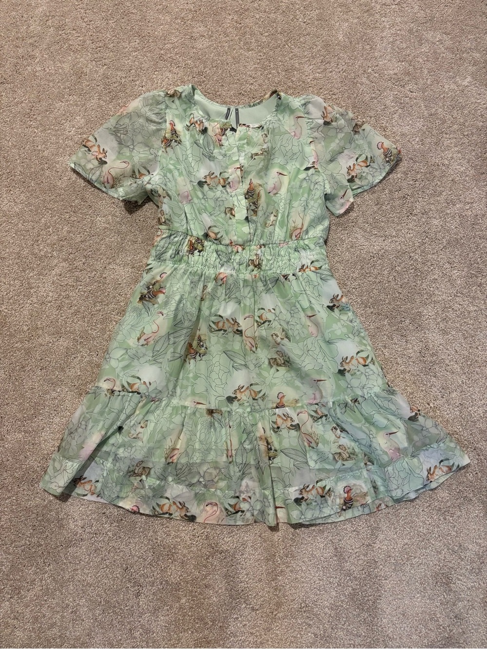 Anghropologie Somerset Mint Green Floral Tiered Dress